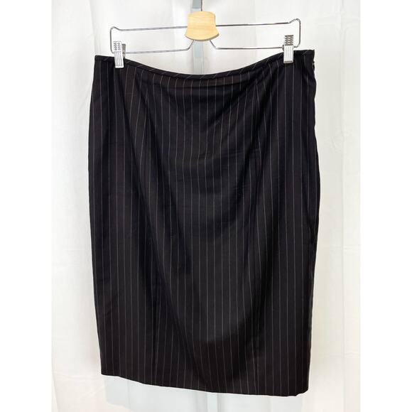 MARIA PINTO Size 16 Two Piece Suit Jacket Straight Skirt Pinstripe Kona Brown - Picture 8 of 16